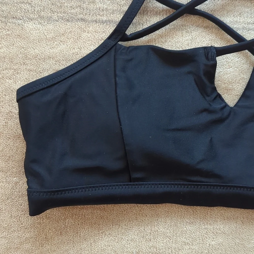 Aerie S Black Strappy Bikini